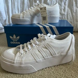 WOMEN'S ADIDAS ORIGINALS NIZZA PLATFORM CASUAL SHOES WHITE SIZE 8